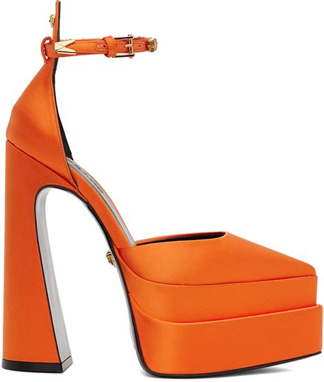 orange and black versace heels|Versace heels price.